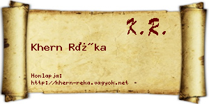 Khern Réka névjegykártya